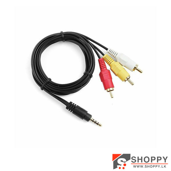 3.5mm Aux to AV Jack 3 Cable 1.5m (Dialog Cable)#shoppy.lk#