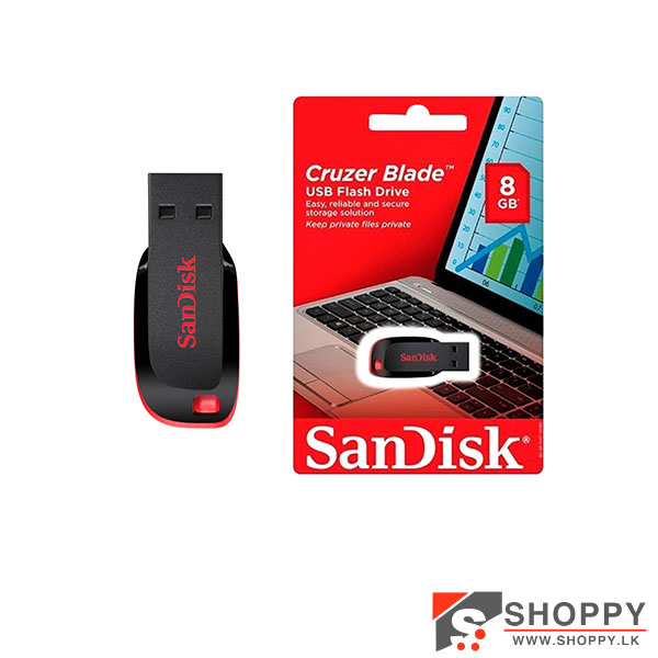 SanDisk Cruzer Blade USB 2.0 8GB Pen Drive (3Y)#shoppy.lk#